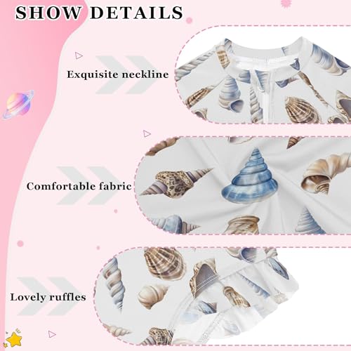 Conch Girls Long Sleeve Rashguard Swimsuit UV Protection One-Piece Swimwear Bathing Suit B04038254