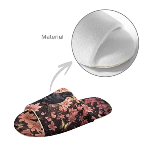 Animals Theme Print Slippers Women Fuzzy House Slippers Anti-Slip Open Toe Spa Slide Shoes Cotton Bedroom Washable Shoe4