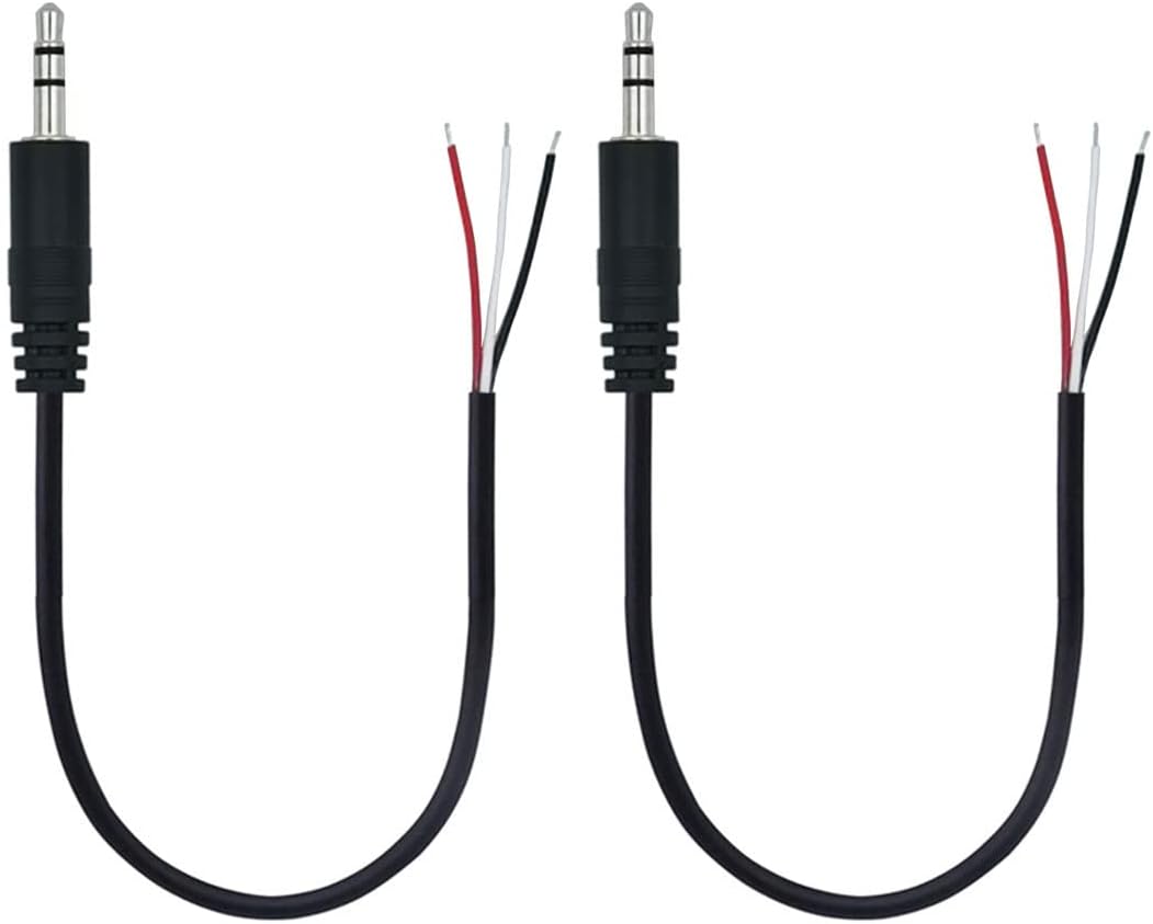 3.5mm Male Plug Jack Connector Replacement Repair, 3.5mm 1/8" TRS 3 Pole to Bare Wire Audio Cable