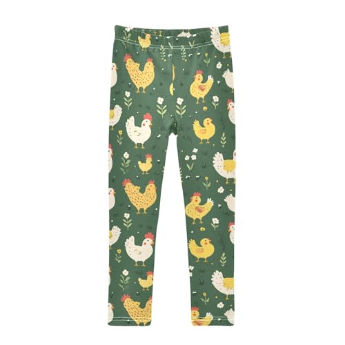 Yellow Chicken Q Girls Leggings Athletic Pants Tights Stretch Bottom