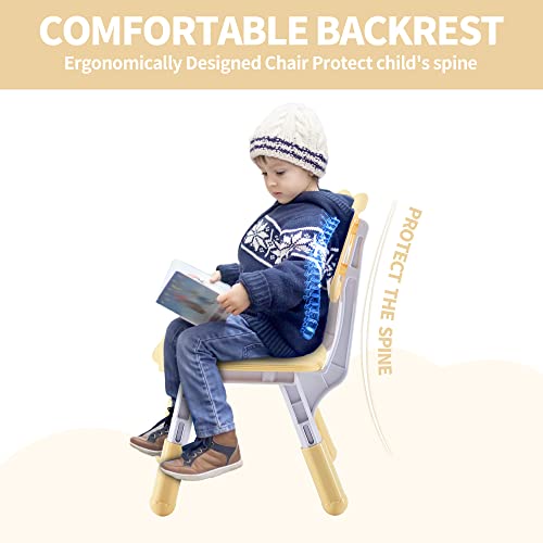 Doreroom 3 Level Height Adjustable Kids Chair, Durable Chair For Kids Indoor Or Outdoor Use For Ages 2-6, Toddler Table Chair For Boys And Girls For Daycare, Classroom, Home, Beige #TOP5