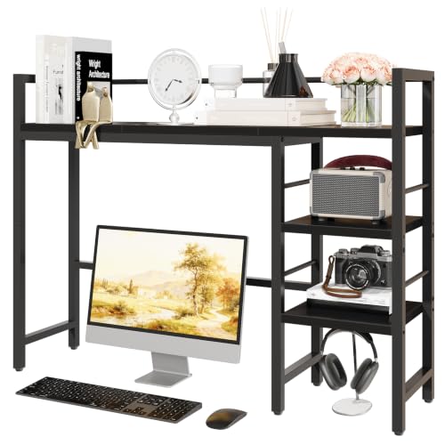 HavenlyYouth Prateleira de mesa, suporte de mesa de 98,5 cm para monitor de computador, estante de mesa de computador, prateleira ajustável apenas, prateleira organizadora de 3 camadas para