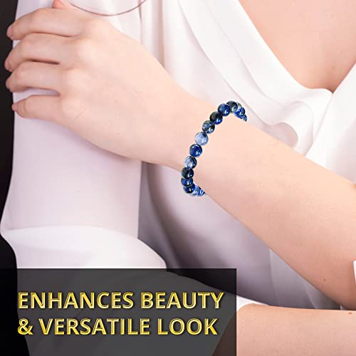 Image of ANAYA AGATE Healing Crystal Bracelet for Women and Men - 8mm Round Beaded Bracelet for Men and Women - Unisex Stretchy Gemstone Bracelet for Healing and Protection