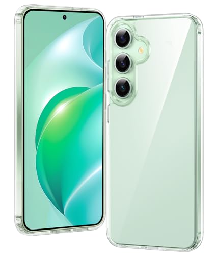 FNTCASE for Samsung Galaxy S24-Plus Case: S25 Plus Clear Military Grade Shockproof Anti Yellowing Slim S24+ S25+ Phone Cover, Protective Rugged Case for S24Plus, Clear