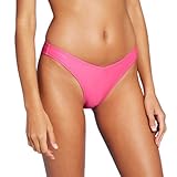 Xhilaration Women's Juniors' Foil Print V-Front Cheeky Bikini Bottom - (X-Small, Bright Pink)