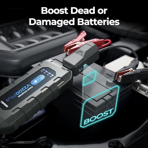 Image of Car Battery Jump Starter and Battery Tester TOPDON 2-in-1 2200A Peak Jump Starter for Up to 8L Gas /6L Diesel Engines 12V Portable Booster and Tester