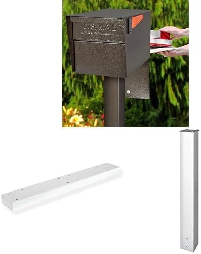 Mail Boss Mail Manager Street Safe X3 In-Ground Mount Combo Kit Locking Metal Standard Mailbox - Bronze