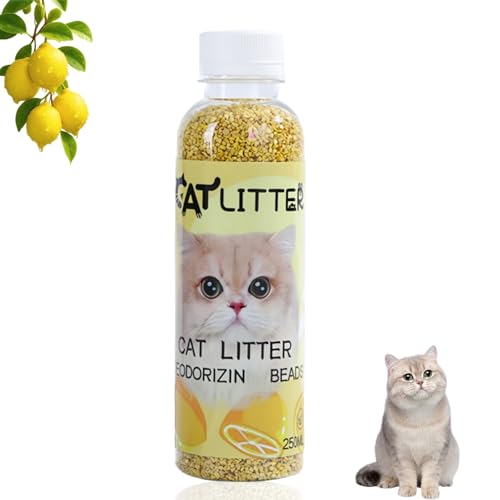 250ml Cat Litter Freshener Beads, Cat Litter Box Deo/dorant, Pet Friendly Air Freshener for Cat Toilet, Wood Pellet Cat Litter Deo/dorizer & Odor Eliminator for Litter Boxes #Lemon Fragrance