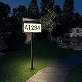 Solar House Number Sign,deerdance LED Illuminated Outdoor Address Plaque IP65 Waterproof Solar Powered House Numbers Light for Outside Home, Yard, Street, House