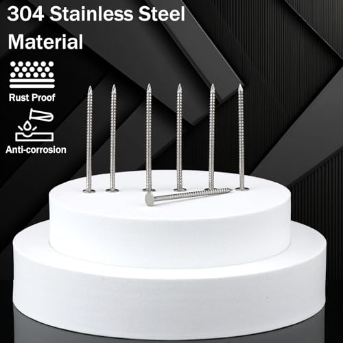 Tandefio 2 Pounds Box 1-3/4 Inch Siding Nails 304 Stainless Steel Roofing Nails Flat Head Hardware Nail Shingles Roofing Tile and Slating Nail for Wall, Siding, Hardware, Cedar Wood, Decking - Thumbnail 4