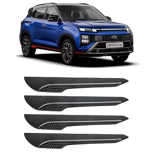 Image of AOSIS-Car Bumper Protector /Bumper Guard for Hyundai Creta N-Line with Single Chrome Stripe (4-Pcs)