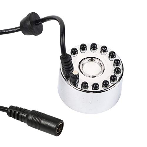 24-V-Farbwechsel-Ultraschall-Nebelhersteller, Wasserbrunnen-Teich-Nebelzerstäuber-Luftbefeuchter mit 12 LED-Nebelherstellern (Dreifarbiger Nebelkopf mit Farbverlauf)