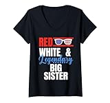 Photo Gallery donna red white legendary big sis 4 luglio patriotic usa maglietta con collo a v Photo Gallery donna red white legendary big sis 4 luglio patriotic usa maglietta con collo a v