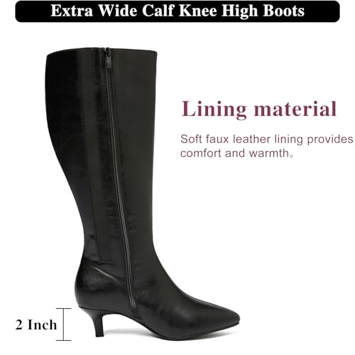 Women's Extra Wide Calf Knee High Boots True Wide Width Slouchy Ladies Boots, Comfortable Plus Size Tall Long Boots for Women.4