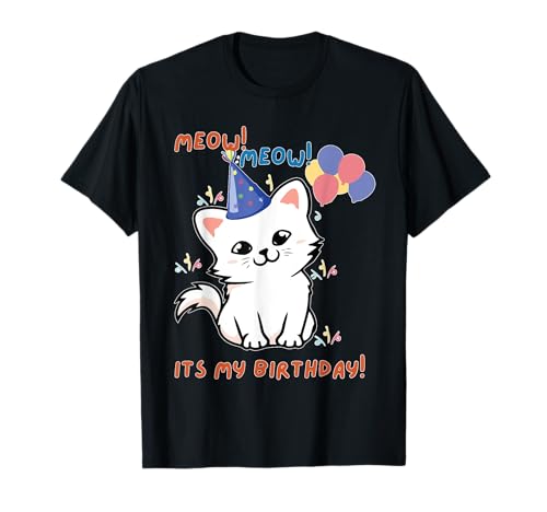 Its My Birthday Cute Cats Meow Men Women Kids Funny Graphic T-Shirt