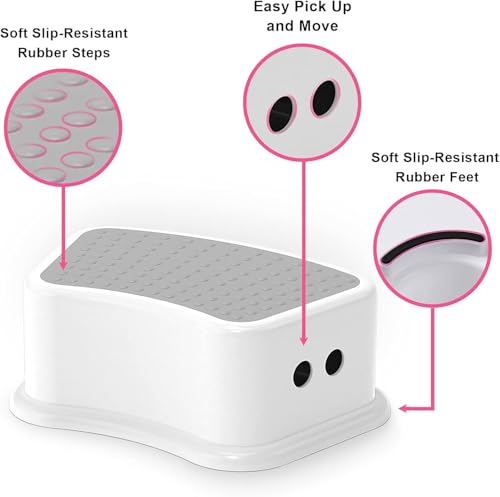 Image of Non-Slip Potty Step Stool for Kids - Sturdy Step-Up Foot Stool for Bathroom, Kitchen, Sink Use, Tooth Brushing & Potty Training - Safe, Lightweight Stool for Toddlers & Children