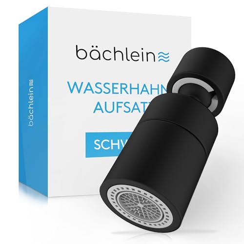 Bächlein Wasserhahn-Aufsatz – 2 Strahlarten, drehbar, Matt Schwarz