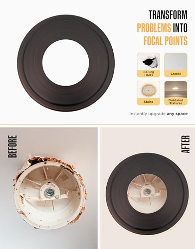 Image of The Can Converter Ceiling Medallion for Recessed Can Light - Home Improvement Decorative Goof Ring & Cover Plate for 4'', 5'' & 6″ Cans, Small Ceiling Medallion for Chandeliers, Oil Rubbed Bronze