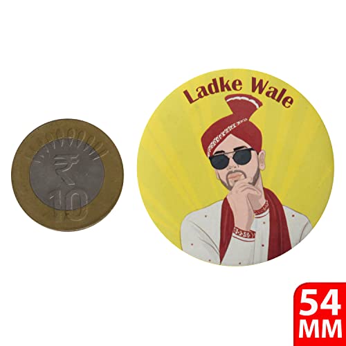 Papboo Ladke Wale and Ladki Wale Combo, Team Groom Glossy Finished Wedding Badges (Multicolor, 54 Mm) Pack of 30