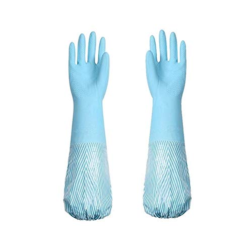 Preisvergleich Produktbild Oneriverspring40 Geschirrhandschuhe Fleece-Futter verengte Öffnung Handschuhe Wasserdicht Küche Durable verdickte Rubber Latex Abwasch Handschuhe Winter (Color : Blue)