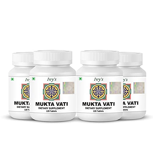 Mukta Vati 120 Herbal Tablets a Bottle I Natural Blood Pressure Support Supplement I Supplements for Heart Health, Anxiety & HypertensionI Natural Ingredients (Pack of 4)