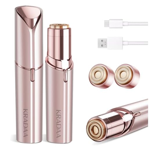 Facial Hair Removal for Women, KRADAA Painless Hair Removal Device, Portable Womens Facial Hair Remover for Face, Upper Lip, Chin, USB Rechargeable Included 2 x Replacement Heads