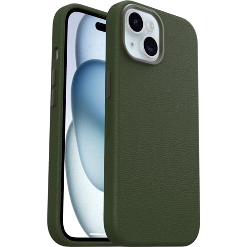 Image of OtterBox iPhone 15 Symmetry Series Cactus Leather for MagSafe - Cactus Grove (Green), Snaps to MagSafe, Ultra-Sleek, Raised Edges Protect Camera & Screen