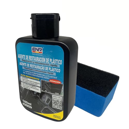 Enerfero-Restaurador De Plasticos Coche,Limpieza Coche,Renovador de Plásticos y Gomas para Automóviles,Restaurador Gomas Viejas Recupera Brillo Interior,180ml+Esponja Premium