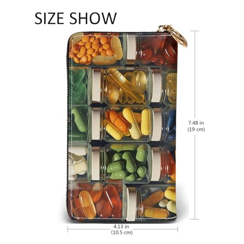 Leather Wallet for Women Men Bifold Wallet Ultra Slim Credit Card Holder Pill Clustering Ladies Clutch Purse2