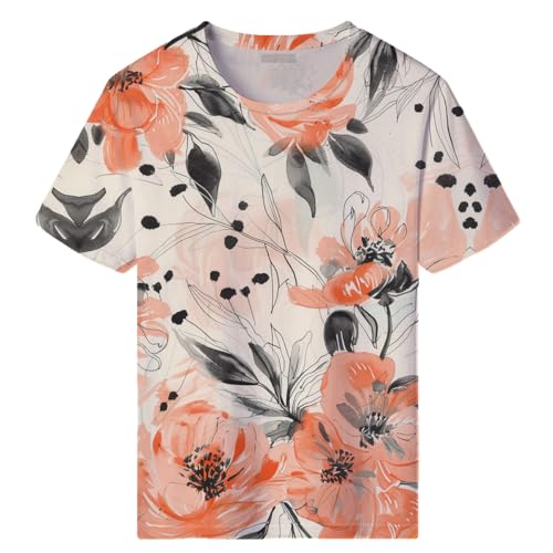 Hawaii Mens Colorful Floral T-Shirt Summer Casual Tropical Floral Printed Short Sleeve T-Shirts Tee2