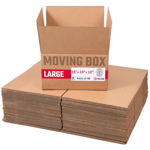 Image of Large Moving Cardboard Boxes 18 inchL x 18 inchW x 10 inchH (Pack of 40) - USA-Made Packing Boxes for Moving, Shipping, or Storage - USPS, UPS, FedEx Approved - Professional Packing Supplies