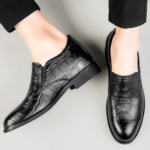 Men Dress Formal Shoes Business Working Office Block Heel Shoe Breathable Slip On Burnished Leather Classic3
