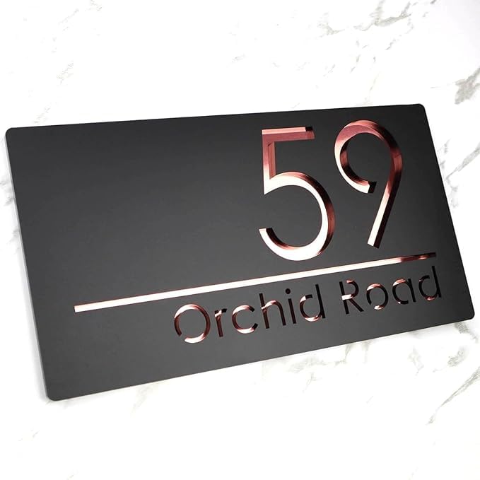 Personalized Waterproof Luxury Door Name Plates for Home Entrance (15x30 Cm) with 3D Letters- Ideal for Home, Office and Outdoor Entrances With Stainless Steel Screws || Door name plates (BlackRoseGold)