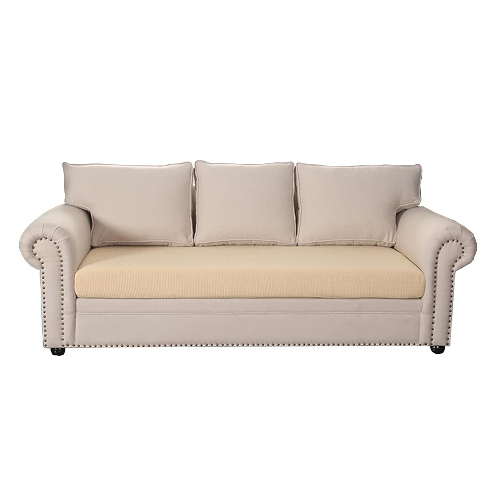 Bestenrose Sofa Cushion Cover Stretch Sofa Seat Cushion Cover 1piece Checks Jacquard Spandex Polyester Fabric Stretchy Seat Covers Protector for Furniture Protection Decoration (4 Seater, Beige) — image 1