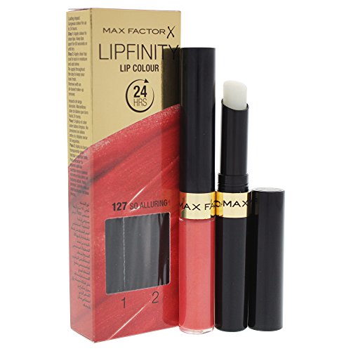 Max Factor Lipfinity - Barra de labios resistente a la transferencia, 127 So Alluring 2.3 ml + 1.9 g Coral