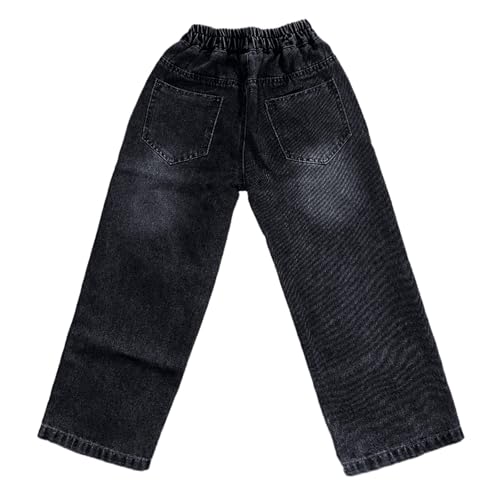 Boys Baggy Jeans Straight Wide Leg Blue Jeans Casual Elastic Waist Loose Fit Denim Pants Y2K Streetwear with Pockets4