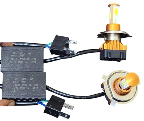 Image of H4 /9003 /HB2 LED Headlight Bulbs Front DC Power Led Headlight Bulb Universal For All Bikes, Motorcycle, Scooty 3 Side H4 LED Headlight with Cooling Fan Head lamp Conversion Kit (CYTGOLDEN )