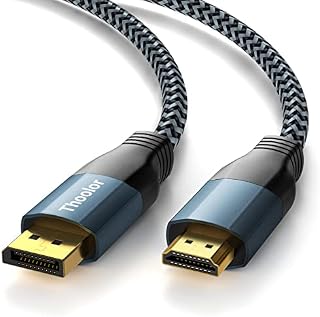 DisplayPort to HDMI Cable 2M, 4K Display Port to HDMI Port Gold-Plated DP to HDMI Lead, Compatible with Monitors, Projector, Lenovo, Dell, HP, Asus, AMD, NVIDIA etc