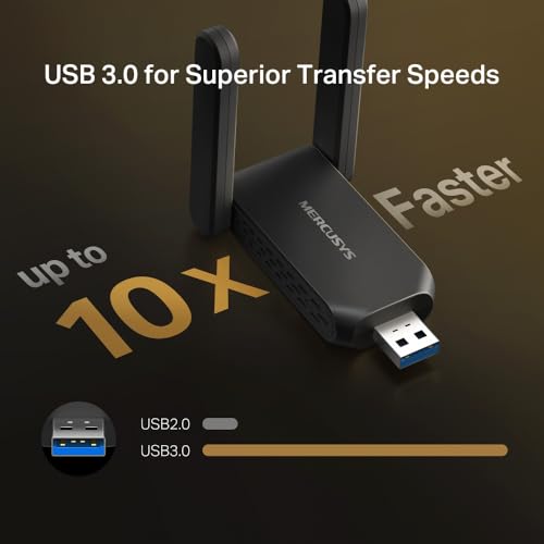 New Mercusys MA72XH Ax1800Mbps Wifi Dongle For Pc, Dual-Band Usb Adapter With 2 High-Gain Antennas, Plug And Play, Usb 3.0 Superior Transfer Speeds, MU-MIMO, WPA3 Security, Supports Windows 10/11 - 4