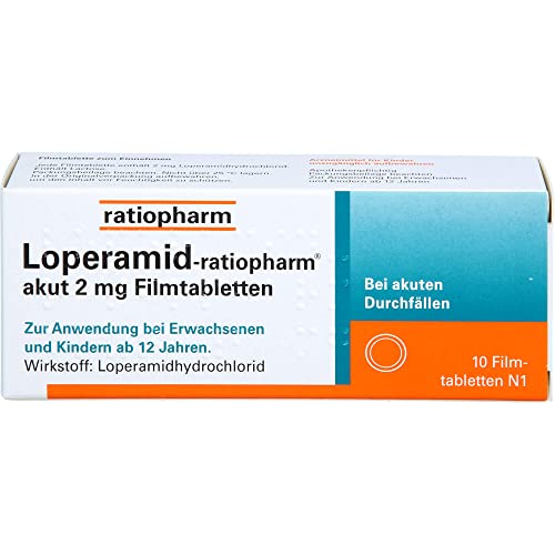 Loperamid-ratiopharm akut 2 mg Filmtabletten: Effektive Hilfe bei akutem Durchfall - auch für unterwegs. Kann Beschwerden schnell lindern und Flüssigkeitsverlust entgegenwirken. 10 Filmtabletten