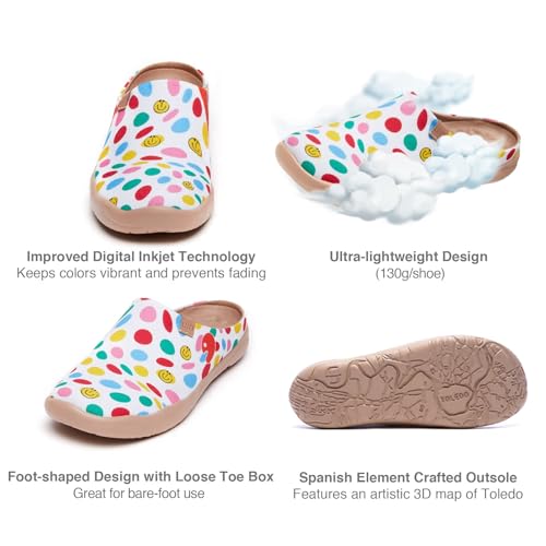 Image of UIN Slipper Woman Travel Art Painted Shoes Wide Toe Casual Home Slip On Mules Malaga