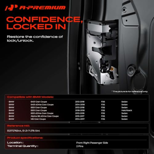 Image of A-Premium Front Right Passenger Side Door Lock Actuator | Fit For BMW 640i Gran Coupe, 650i Gran Coupe, 650i xDrive Gran Coupe, 640i xDrive Gran Coupe, M6 Gran Coupe