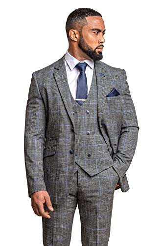 SIRRI Mens Tweed Windowpane Check Slim Fit Business Suit Jacket Grey Sold Separately Set 36R