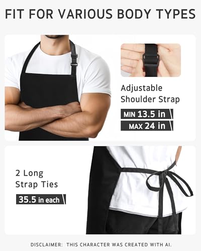 Image of Syntus Chef Apron for Men Women Kitchen Cooking Apron with Pockets, Adjustable Bib Aprons Stain Resistant