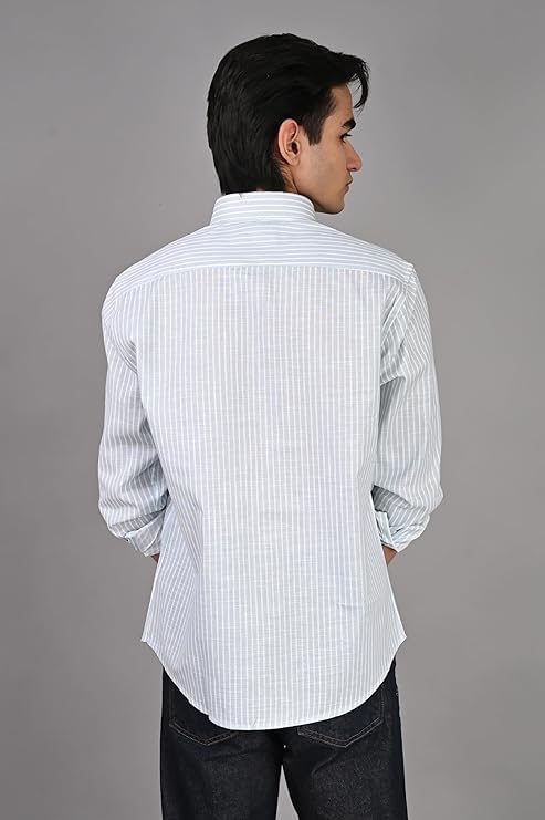 Image of Men Regular Fit Shirt Colour Light Stripes Cotton Shirts for Men