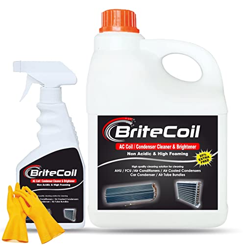 BriteCoil® AC Coil Cleaner - Condenser Coil Cleaner & Brightener - Concentrated - High Foaming - Non Acidic - 25% EXTRA FREE - Net Weight 1.25 KG