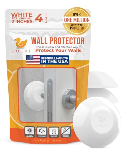 Image of Ducki 6-PC Door Bumper Stopper Wall Protector Self Adhesive Handle Knob Shield Bumper Guard,Prevents,Damage,Cabinet,Handle,Bed (Transparent,White,Yellow, Original - 2 inch (4 Pack))