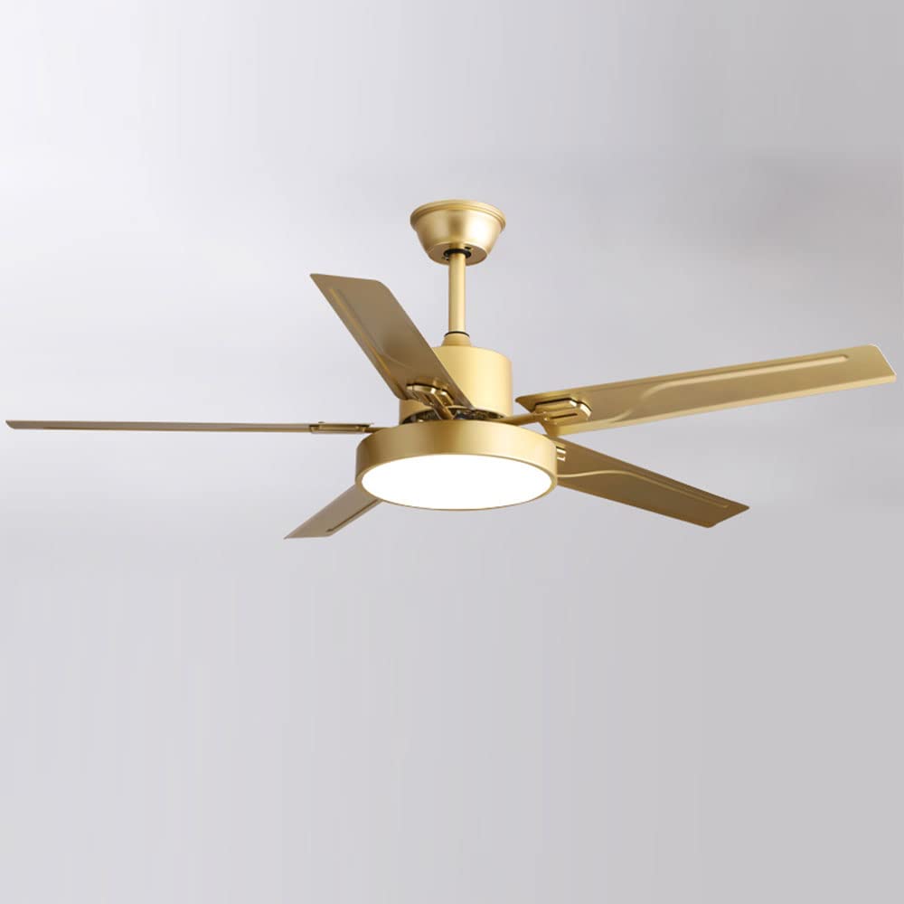 Ventilateur de plafond doré avec lumière LED et télécommande pour salon