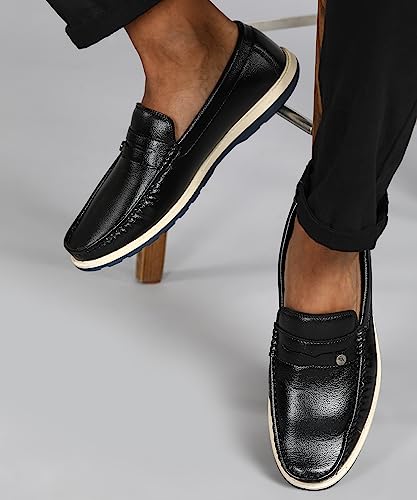 Image of Jaripeo BART Premium Vegan Synthetic Black Casual Loafer for Mens: Size UK 9