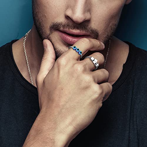 JewelryWe Anxiety Rings for Women 4 PCS Open Rings Adjustable Fidget Ring Stress Relief Rings with Evil Eye Rings Set - Image 4